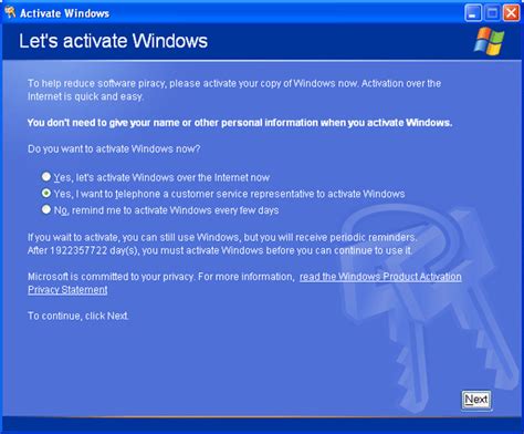 Activate windows xp prompt on old pc